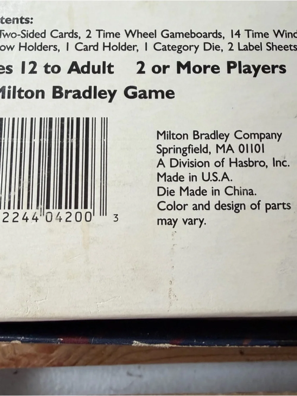 Times To Remember Board Game Party Milton Bradley Made In USA Used Vintage 1991